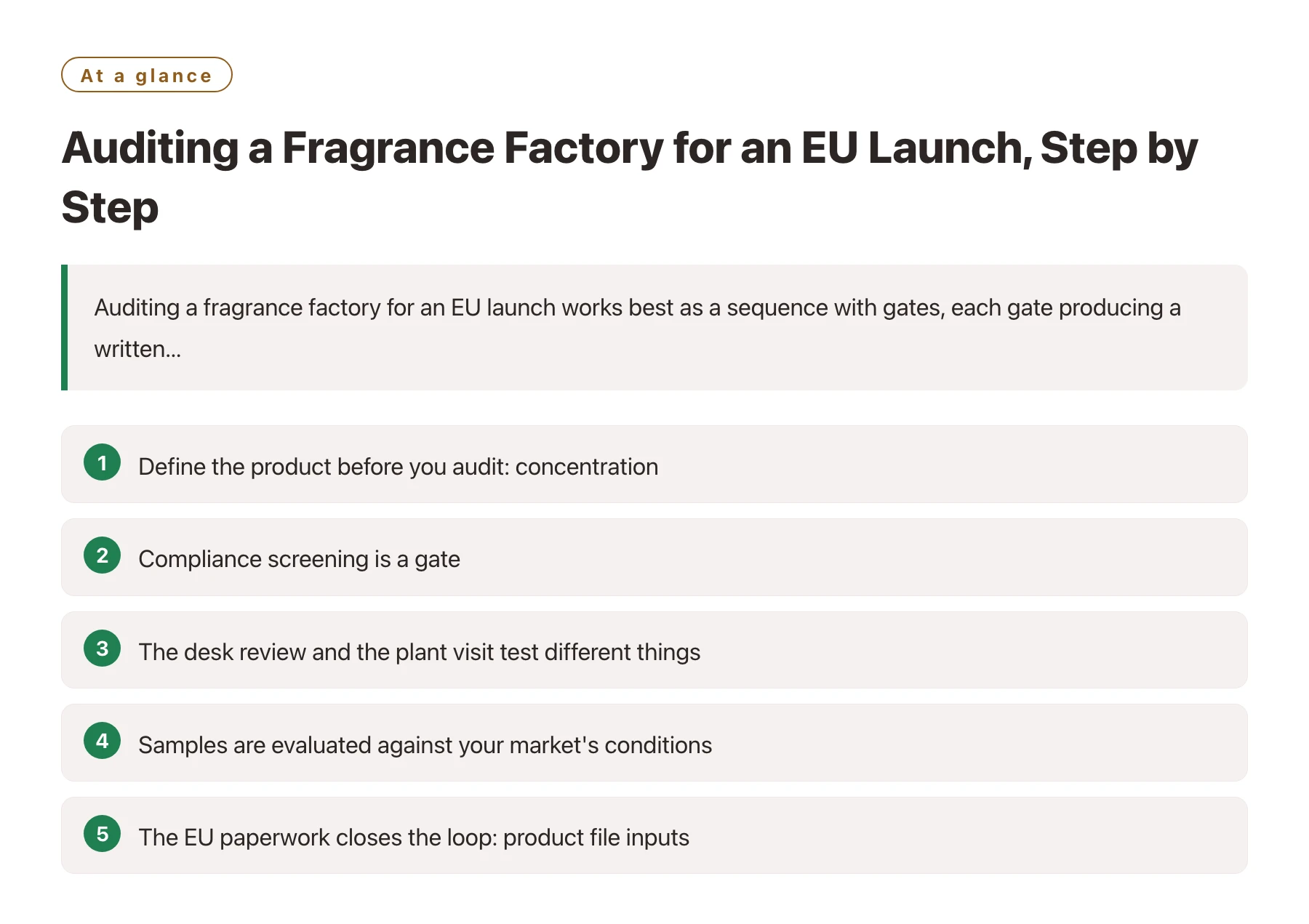 Auditing a Fragrance Factory for an EU Launch, Step by Step——全文要点速览